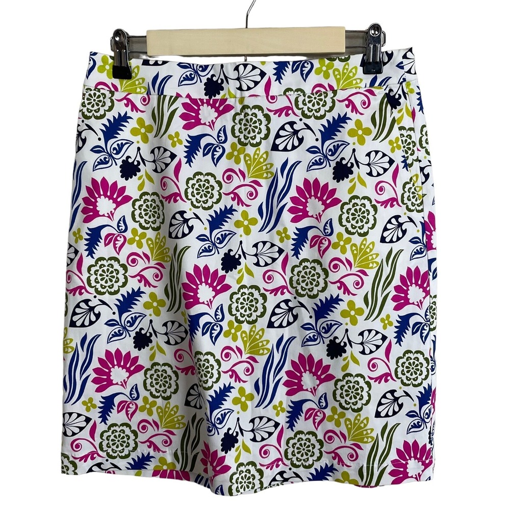 Boden T0735A-line Colorful Floral Modern Women's Size 6R Elastic Waist Skirt